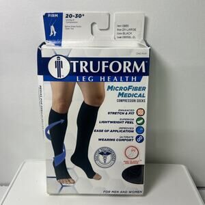 Truform Leg Health 20-30 mmHg Medical Compression Stockings 2XL Blk Open-toe